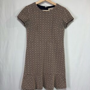 LOFT Geometric Patterned Midi Dress - Black and Tan